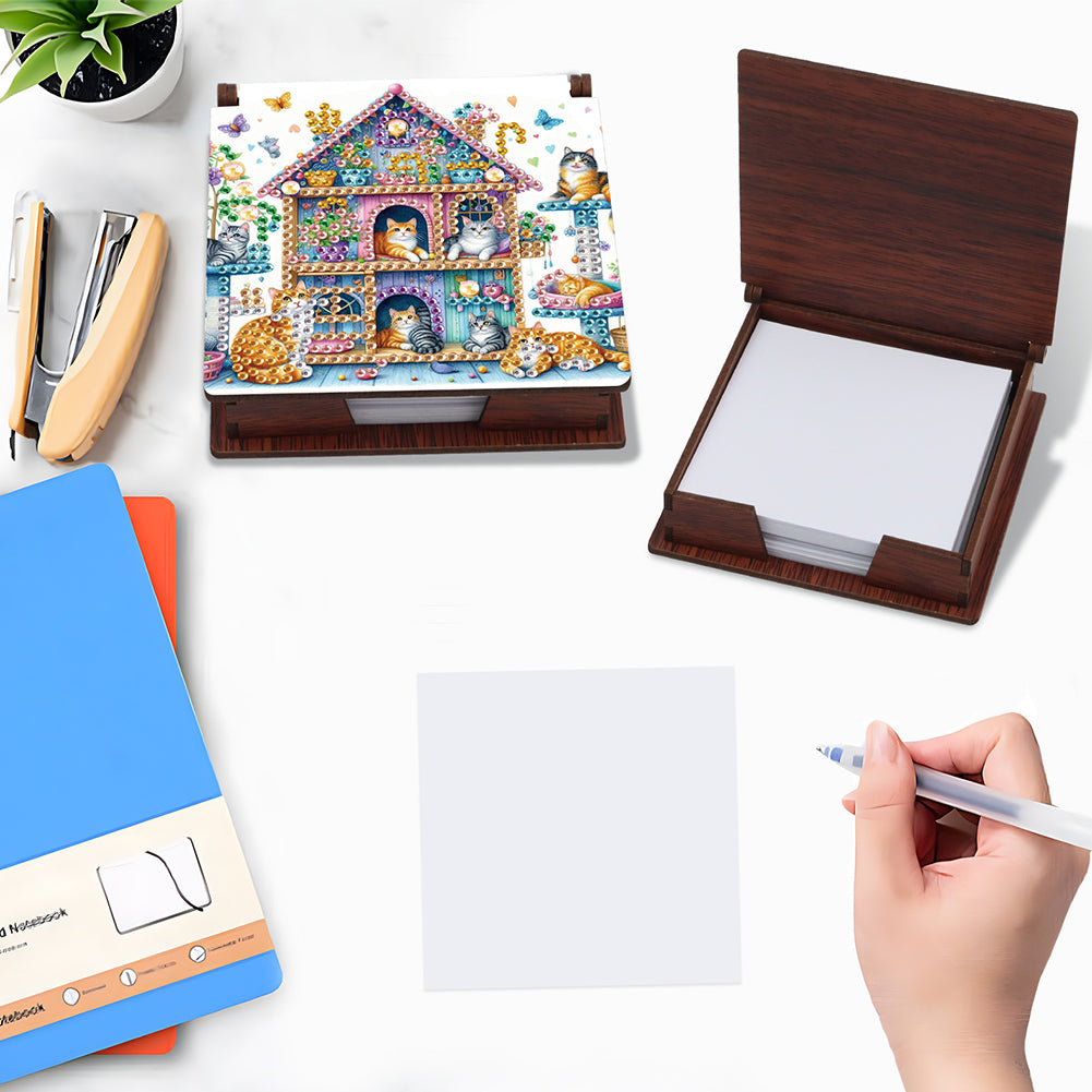 Animals Diamond Painting Notecard Box Gem Art Sticky Note Holder for Home Office
