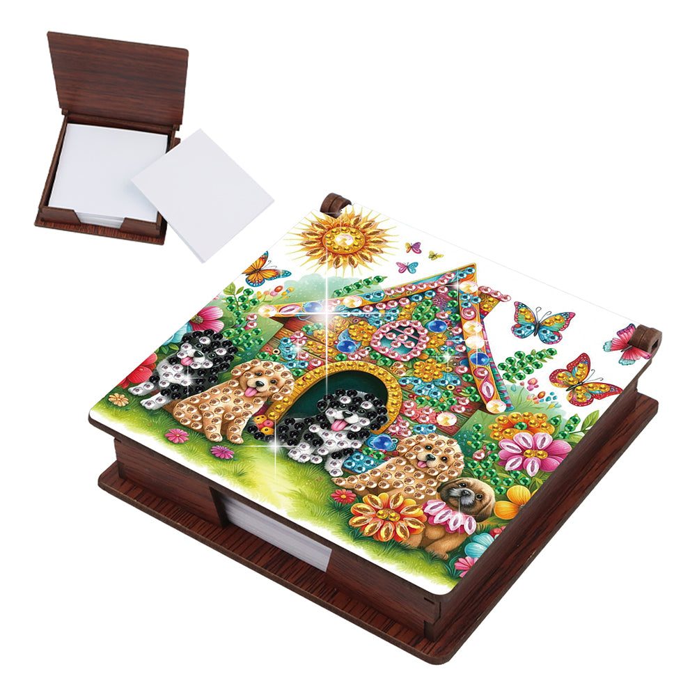 Animals Diamond Painting Notecard Box Gem Art Sticky Note Holder for Home Office