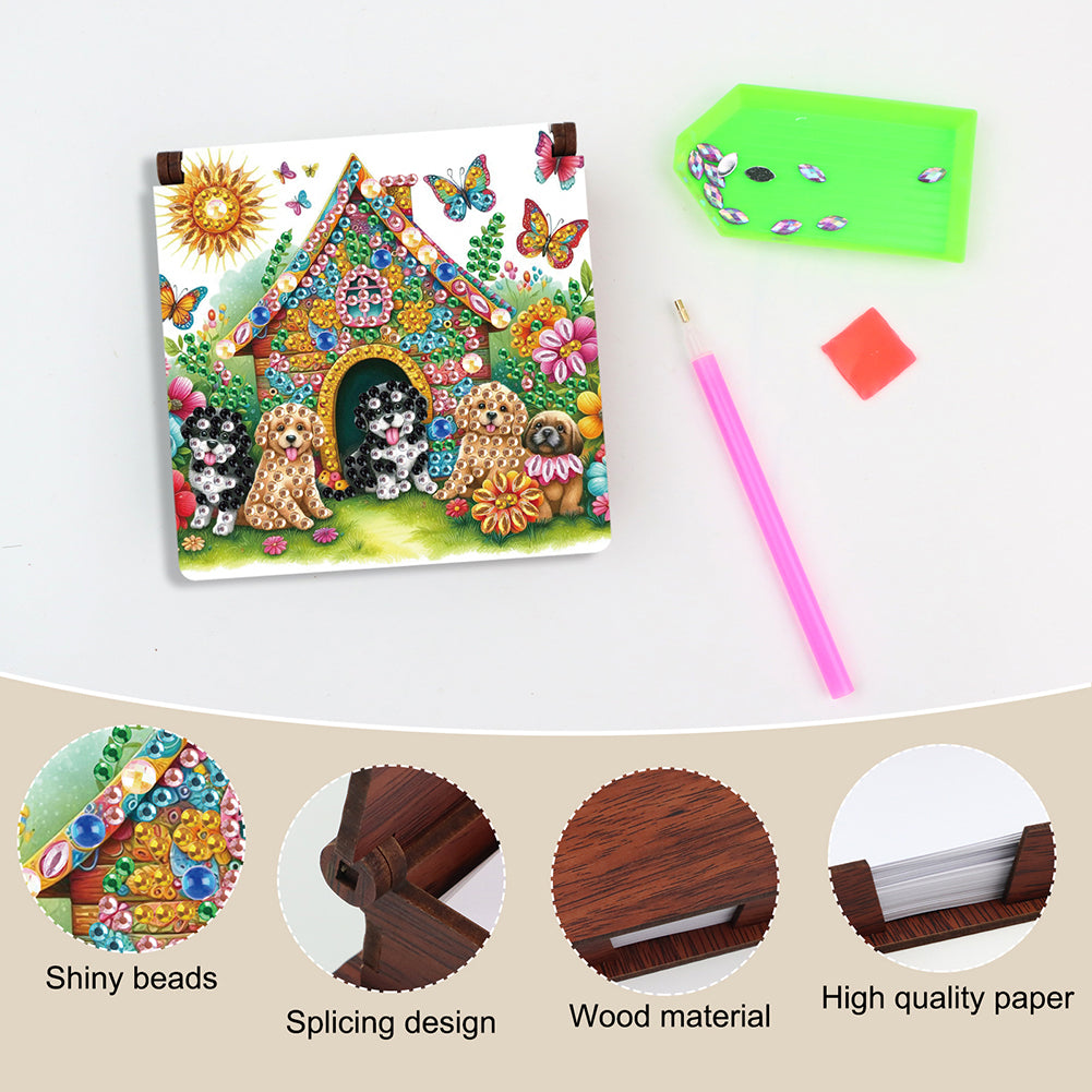 Animals Diamond Painting Notecard Box Gem Art Sticky Note Holder for Home Office