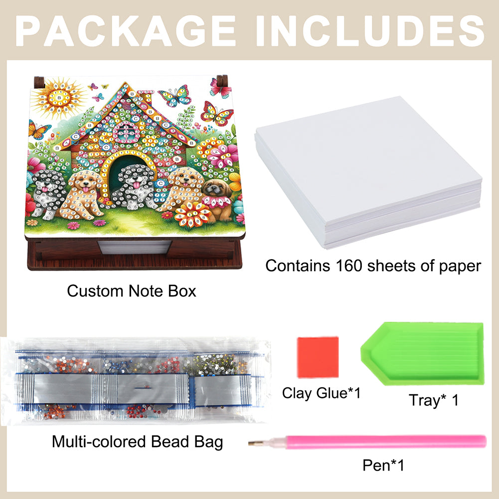 Animals Diamond Painting Notecard Box Gem Art Sticky Note Holder for Home Office
