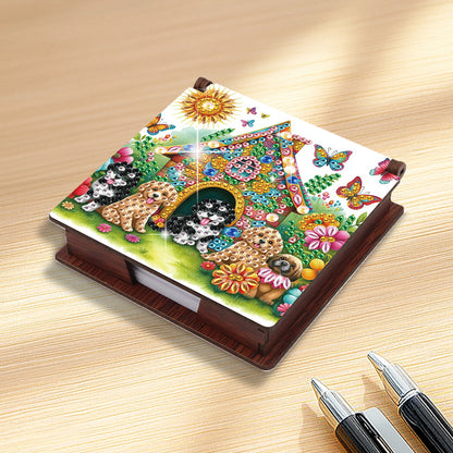 Animals Diamond Painting Notecard Box Gem Art Sticky Note Holder for Home Office