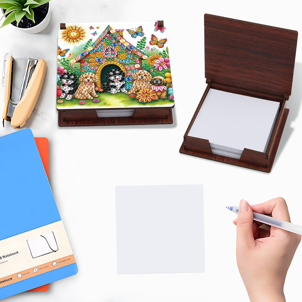 Animals Diamond Painting Notecard Box Gem Art Sticky Note Holder for Home Office