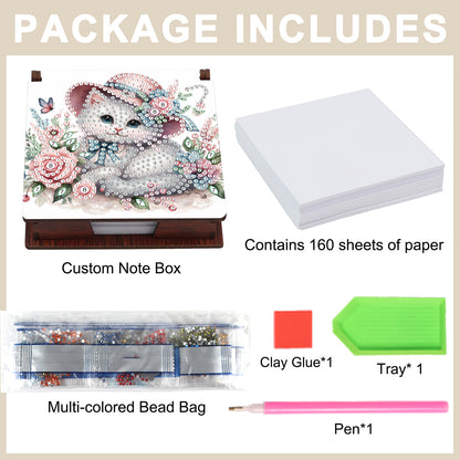 Animals Diamond Painting Notecard Box Gem Art Sticky Note Holder for Home Office