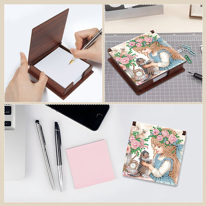 Animals Diamond Painting Notecard Box Gem Art Sticky Note Holder for Home Office