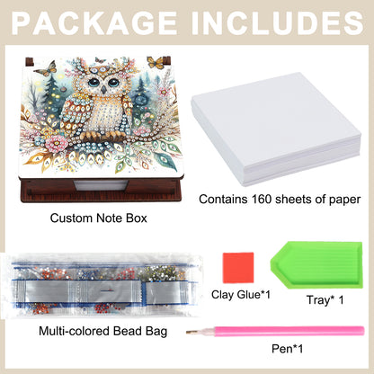 Animals Diamond Painting Notecard Box Gem Art Sticky Note Holder for Home Office