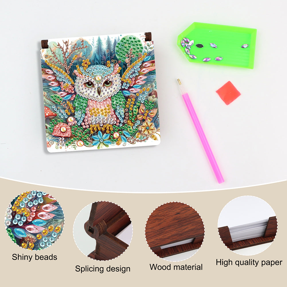 Animals Diamond Painting Notecard Box Gem Art Sticky Note Holder for Home Office