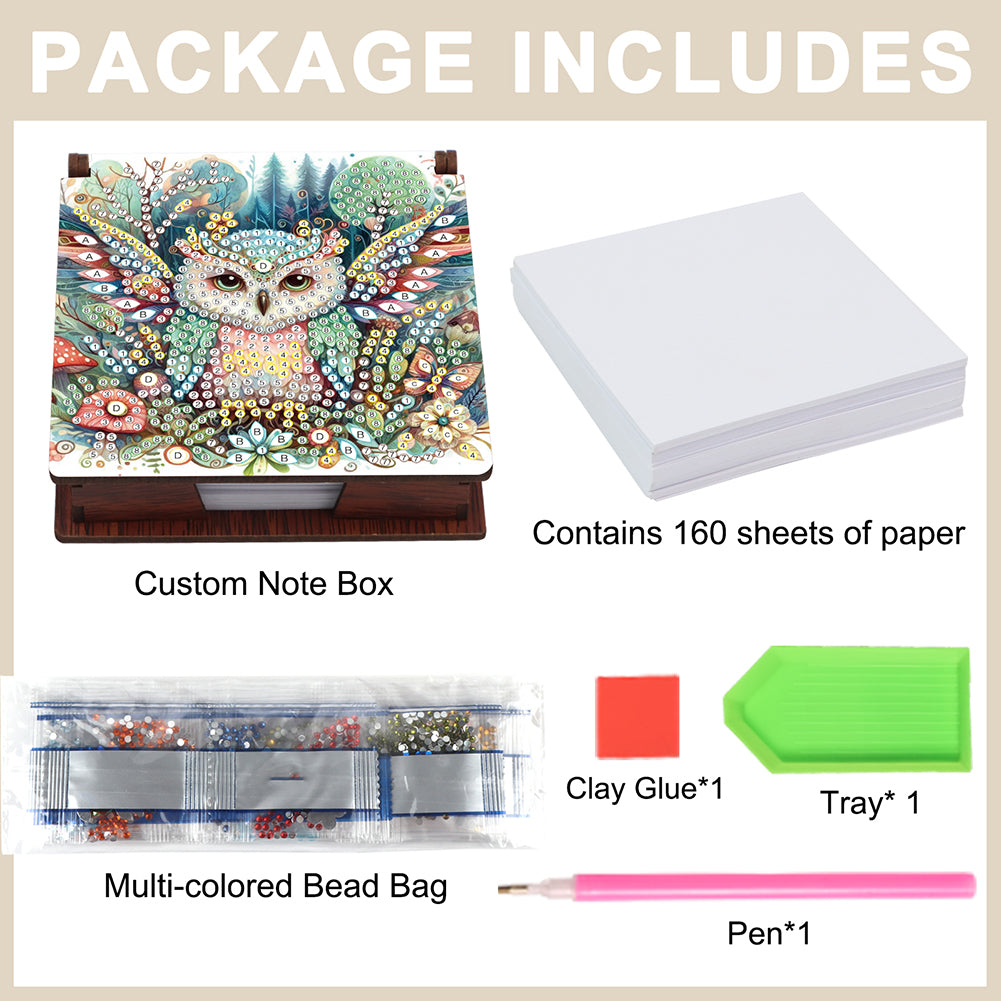 Animals Diamond Painting Notecard Box Gem Art Sticky Note Holder for Home Office