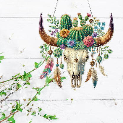 Acrylic Special Shape Horn Cactus Rhinestone Diamond Art Pendants for Art Crafts