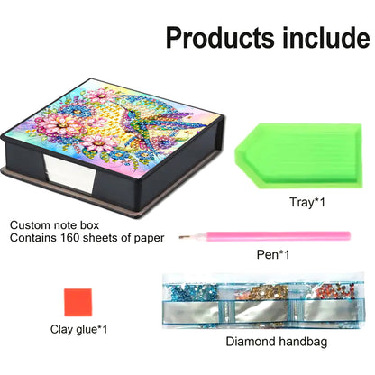 Animals Diamond Painting Notecard Box Gem Art Sticky Note Holder for Home Office