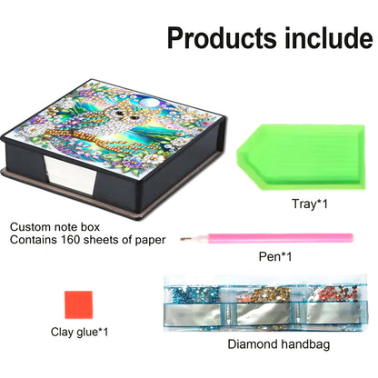 Animals Diamond Painting Notecard Box Gem Art Sticky Note Holder for Home Office