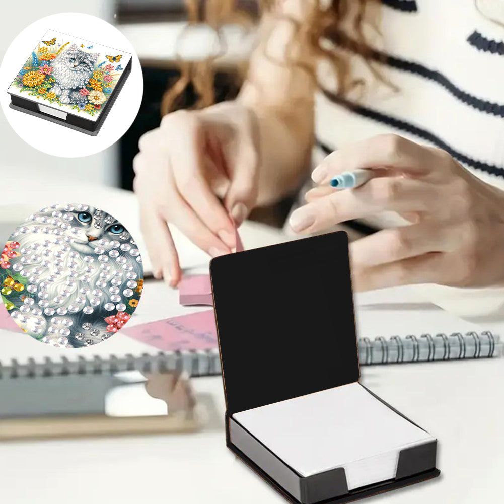 Animals Diamond Painting Notecard Box Gem Art Sticky Note Holder for Home Office