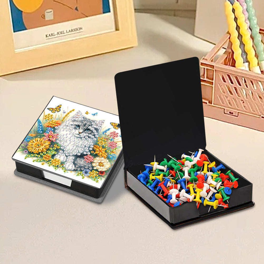 Animals Diamond Painting Notecard Box Gem Art Sticky Note Holder for Home Office