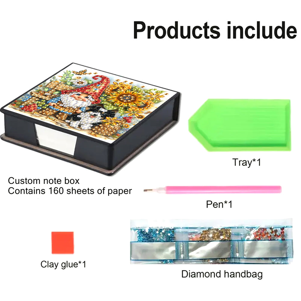 Animals Diamond Painting Notecard Box Gem Art Sticky Note Holder for Home Office