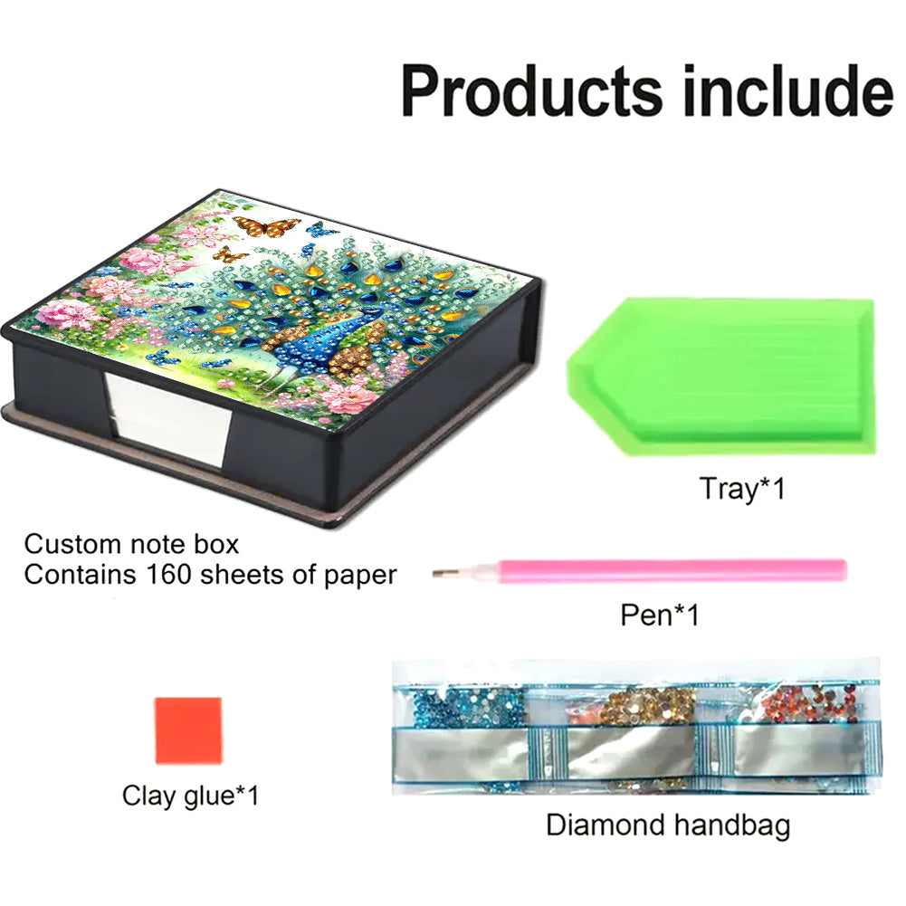 Animals Diamond Painting Notecard Box Gem Art Sticky Note Holder for Home Office