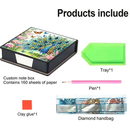 Animals Diamond Painting Notecard Box Gem Art Sticky Note Holder for Home Office