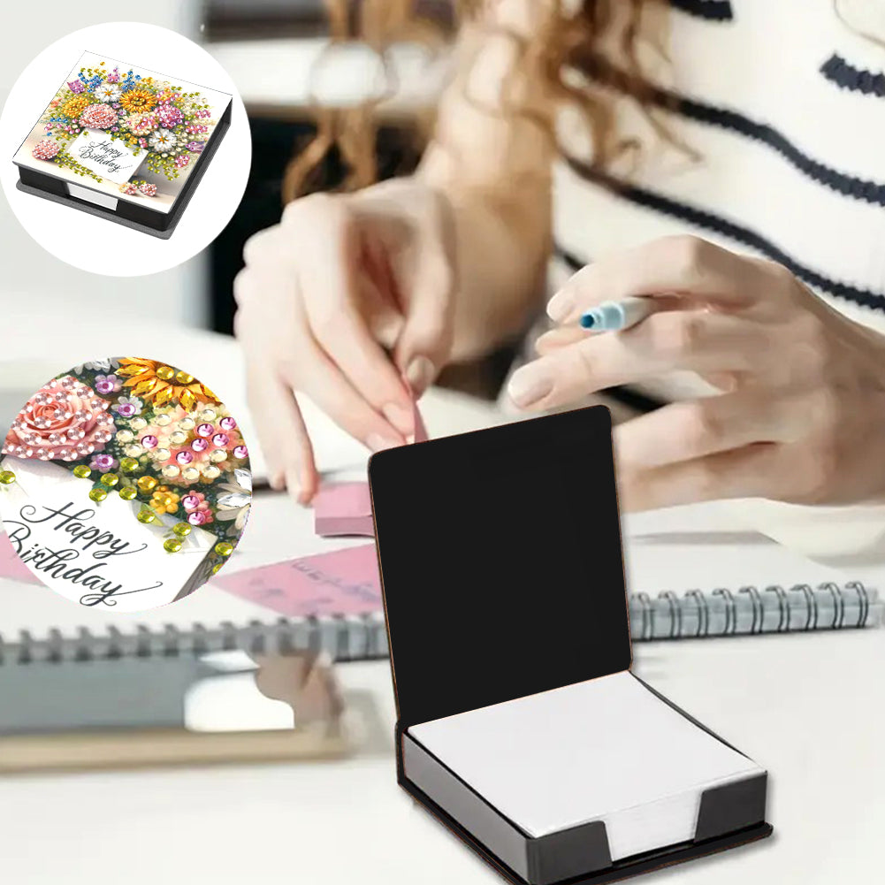 Animals Diamond Painting Notecard Box Gem Art Sticky Note Holder for Home Office