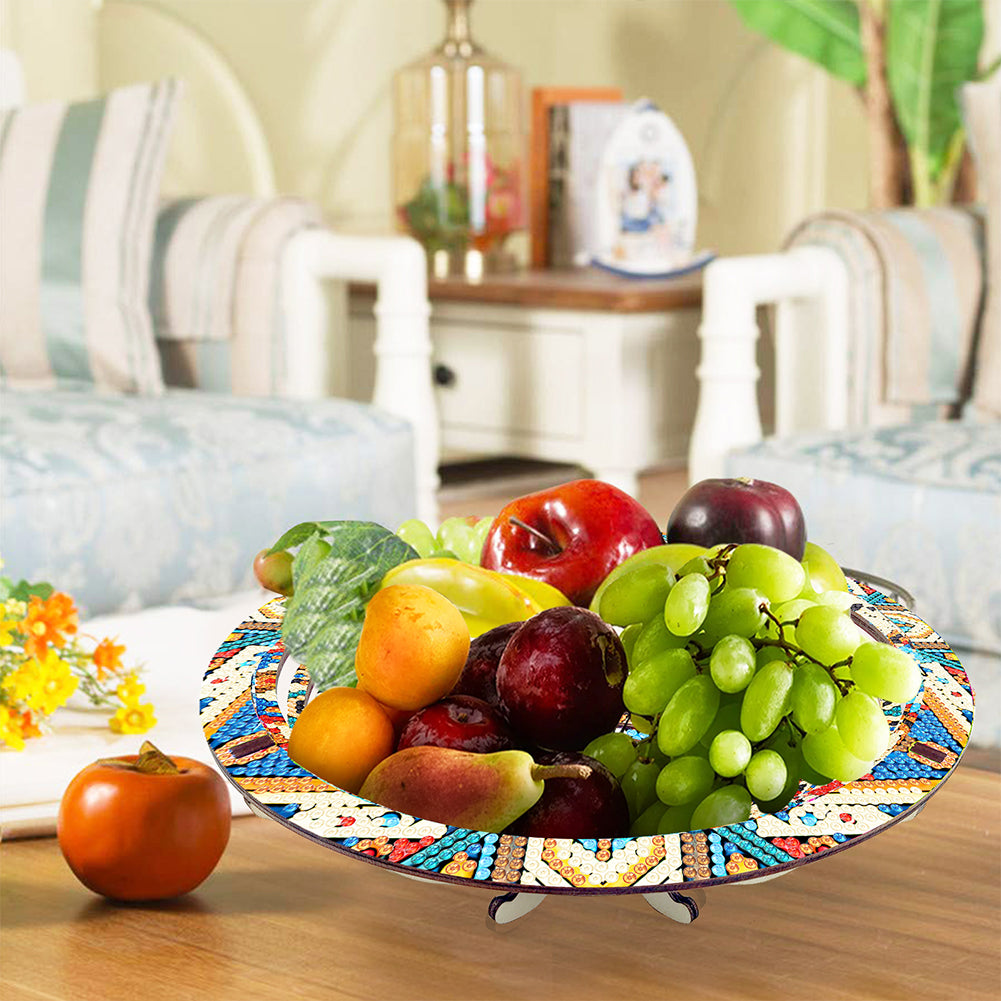 Diamond Painting Wooden Serving Tray Decorative Diamond Painting Dining Plate