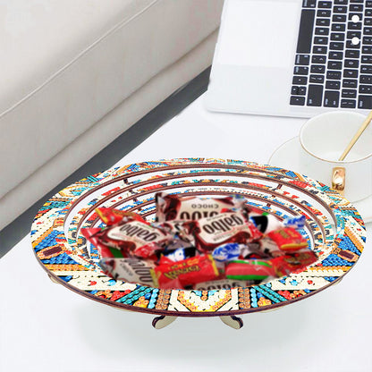 Diamond Painting Wooden Serving Tray Decorative Diamond Painting Dining Plate