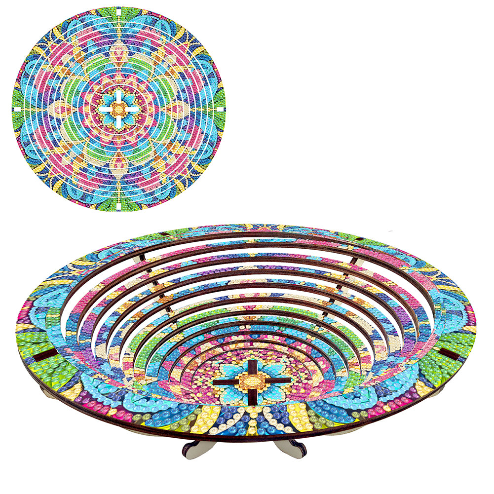 Diamond Painting Wooden Serving Tray Decorative Diamond Painting Dining Plate