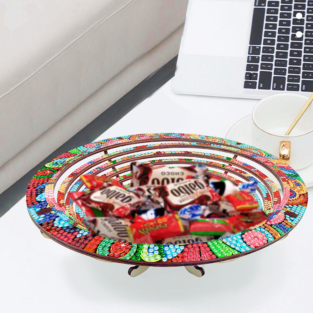 Diamond Painting Wooden Serving Tray Decorative Diamond Painting Dining Plate