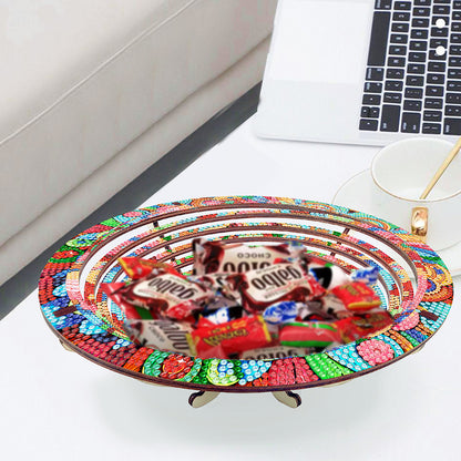 Diamond Painting Wooden Serving Tray Decorative Diamond Painting Dining Plate