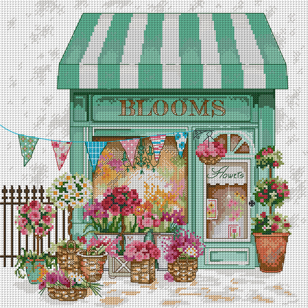 Flower Shop - 14CT Stamped Cross Stitch 38*37CM(Joy Sunday)