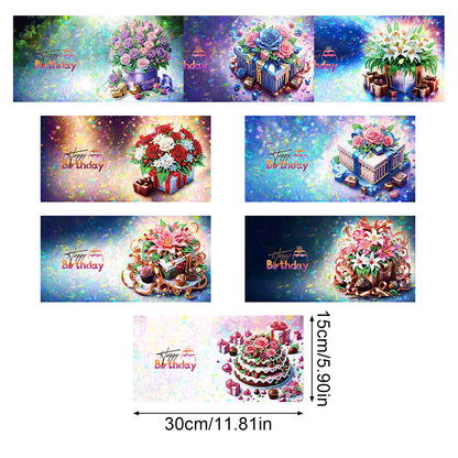 8Pcs Flower Envelope Rhinestone Painting Card Kit Diamond Painting Greeting Card