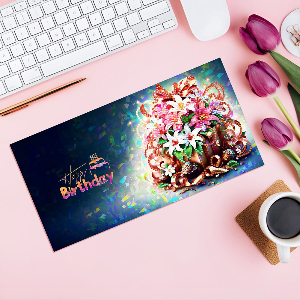 8Pcs Flower Envelope Rhinestone Painting Card Kit Diamond Painting Greeting Card