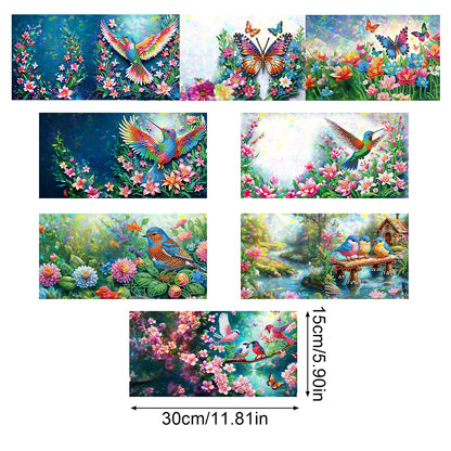 8Pcs Flower Envelope Rhinestone Painting Card Kit Diamond Painting Greeting Card