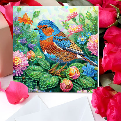 8Pcs Flower Envelope Rhinestone Painting Card Kit Diamond Painting Greeting Card