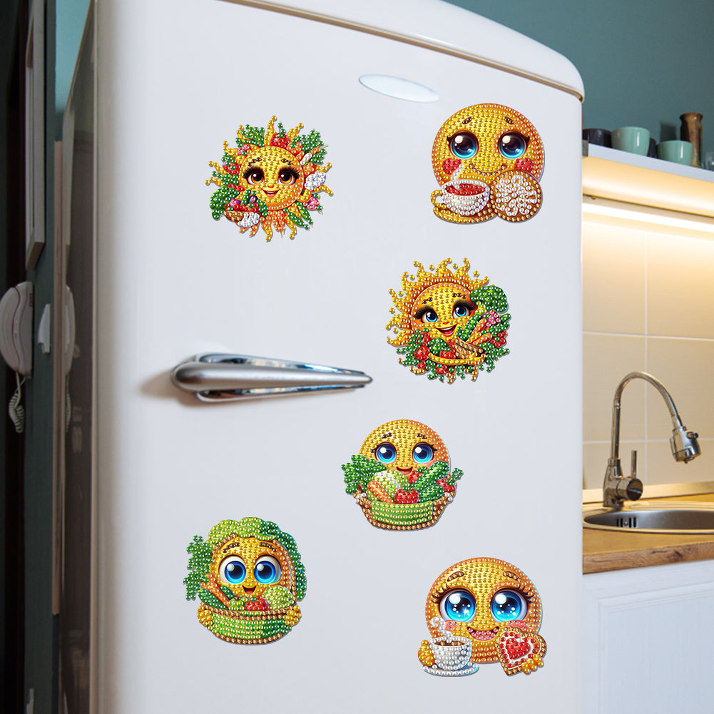 6Pcs Diamond Painting Refrigerator Magnets Diamond Art Kits for Adults Beginners