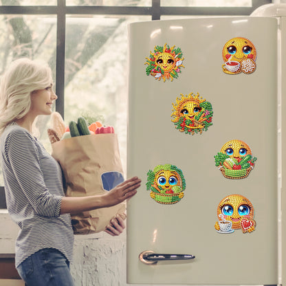 6Pcs Diamond Painting Refrigerator Magnets Diamond Art Kits for Adults Beginners