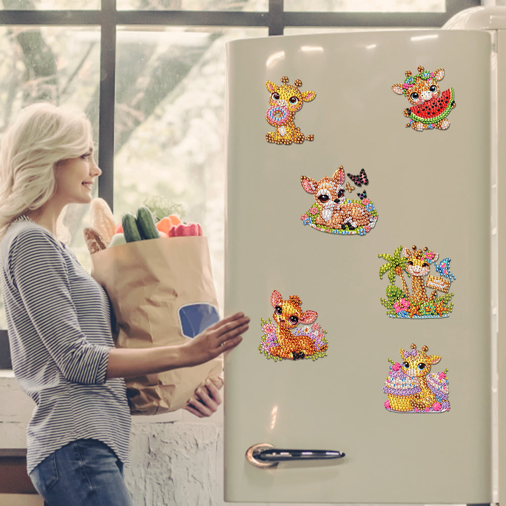 6Pcs Diamond Painting Refrigerator Magnets Diamond Art Kits for Adults Beginners