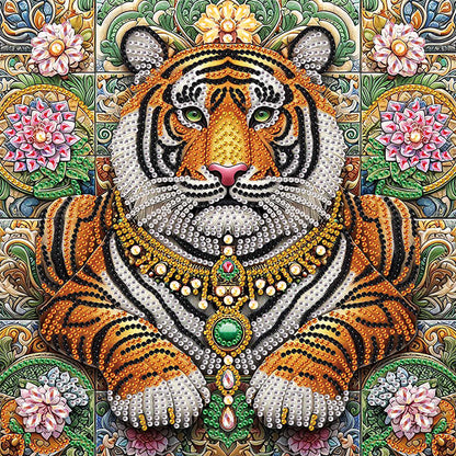 Lion In The Flower Bush - Special Shaped Drill Diamond Painting 30*30CM