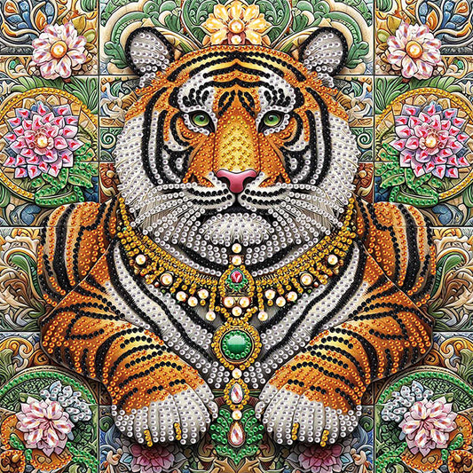 Lion In The Flower Bush - Special Shaped Drill Diamond Painting 30*30CM