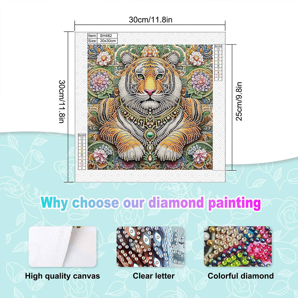 Lion In The Flower Bush - Special Shaped Drill Diamond Painting 30*30CM