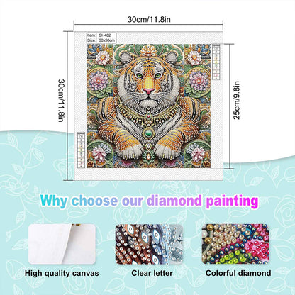 Lion In The Flower Bush - Special Shaped Drill Diamond Painting 30*30CM