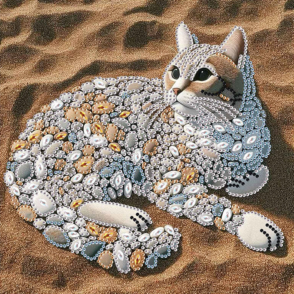 Abstract Pebble Cat - Special Shaped Drill Diamond Painting 30*30CM