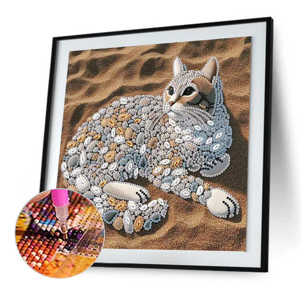 Abstract Pebble Cat - Special Shaped Drill Diamond Painting 30*30CM