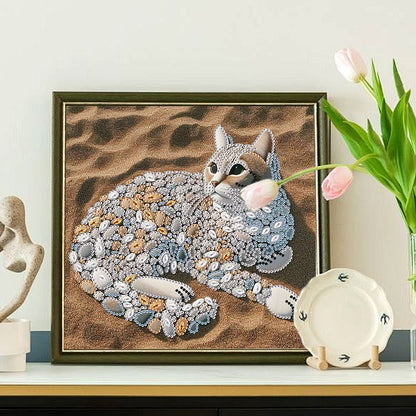 Abstract Pebble Cat - Special Shaped Drill Diamond Painting 30*30CM