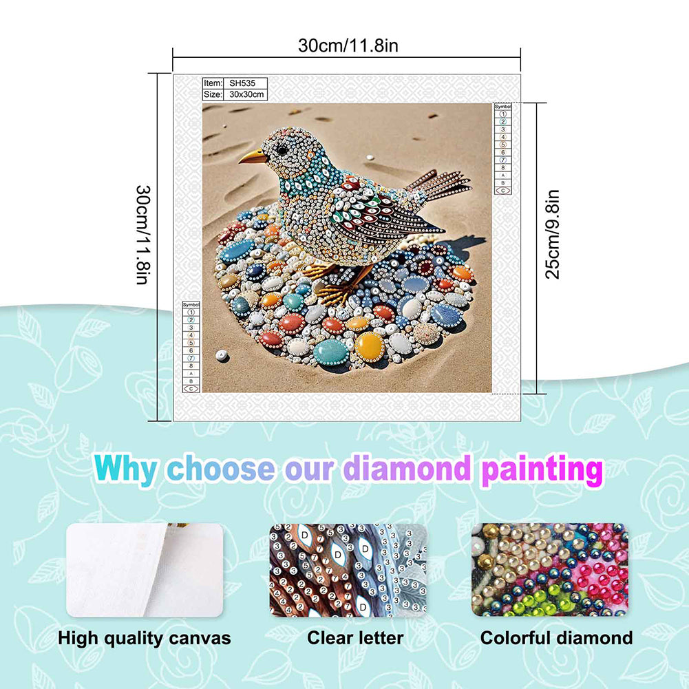 Abstract Pebble Bird - Special Shaped Drill Diamond Painting 30*30CM