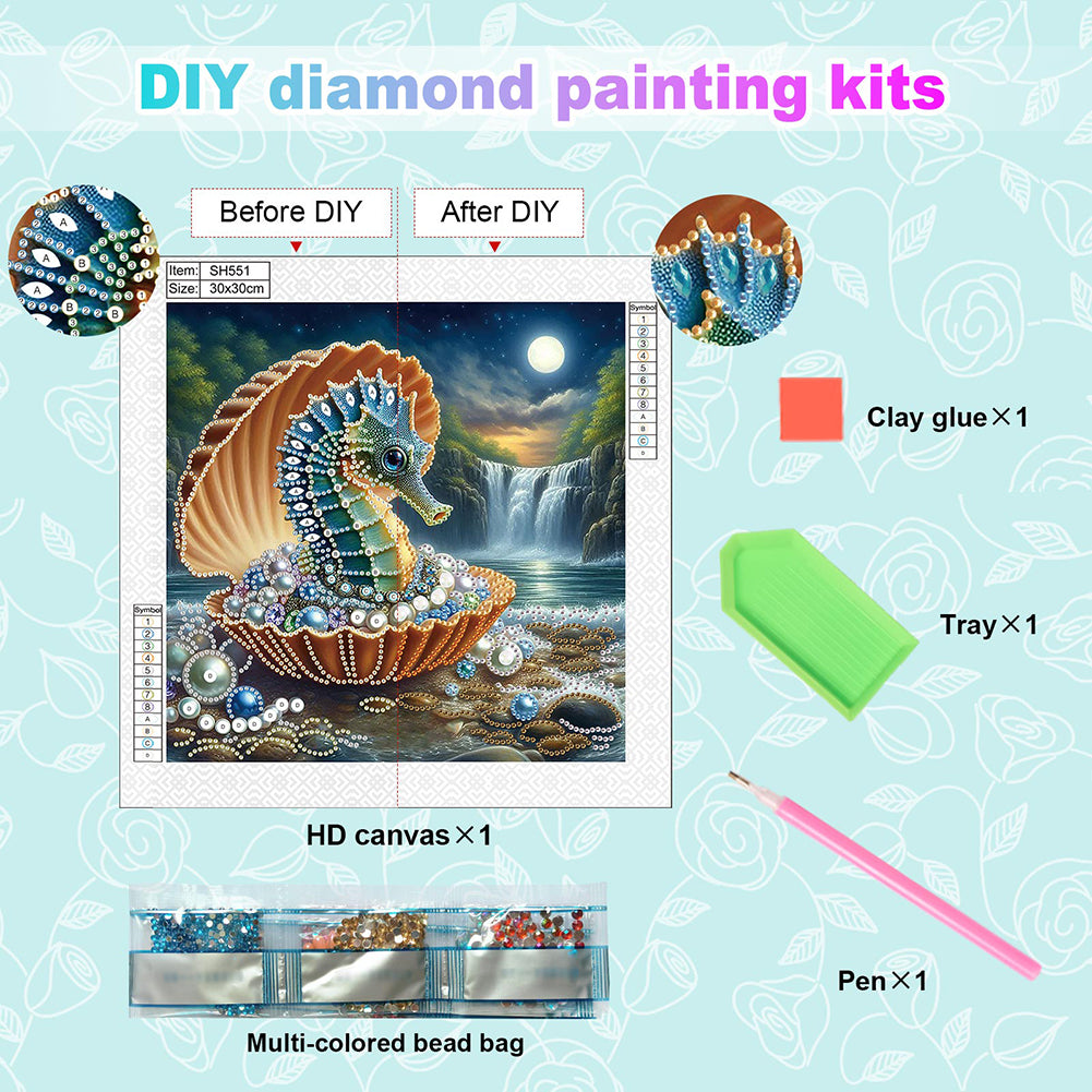 Jewelry Seahorse - Special Shaped Drill Diamond Painting 30*30CM