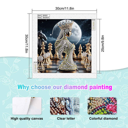 Abstract Chess Goddess - Special Shaped Drill Diamond Painting 30*30CM