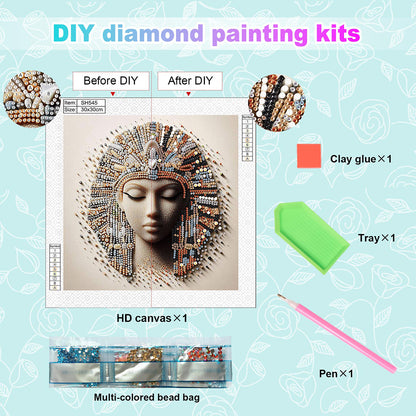 Abstract Egyptian Portrait - Special Shaped Drill Diamond Painting 30*30CM