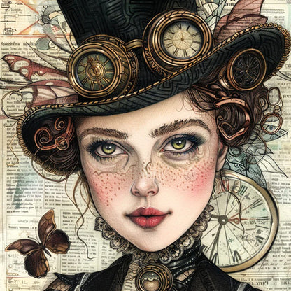 Steampunk Lady - Full Round Drill Diamond Painting 40*40CM