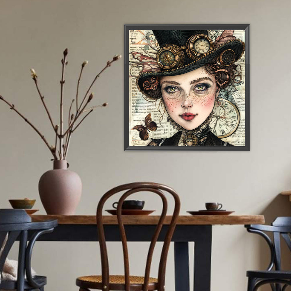 Steampunk Lady - Full Round Drill Diamond Painting 40*40CM