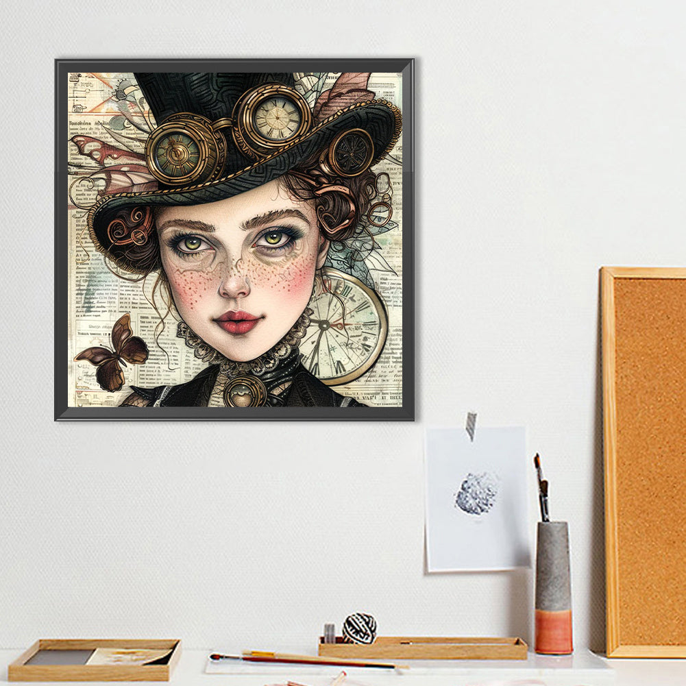 Steampunk Lady - Full Round Drill Diamond Painting 40*40CM