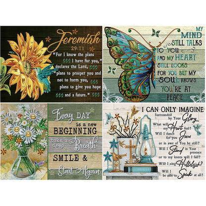4 Pcs English - Special Shaped Drill Diamond Painting 40*30CM