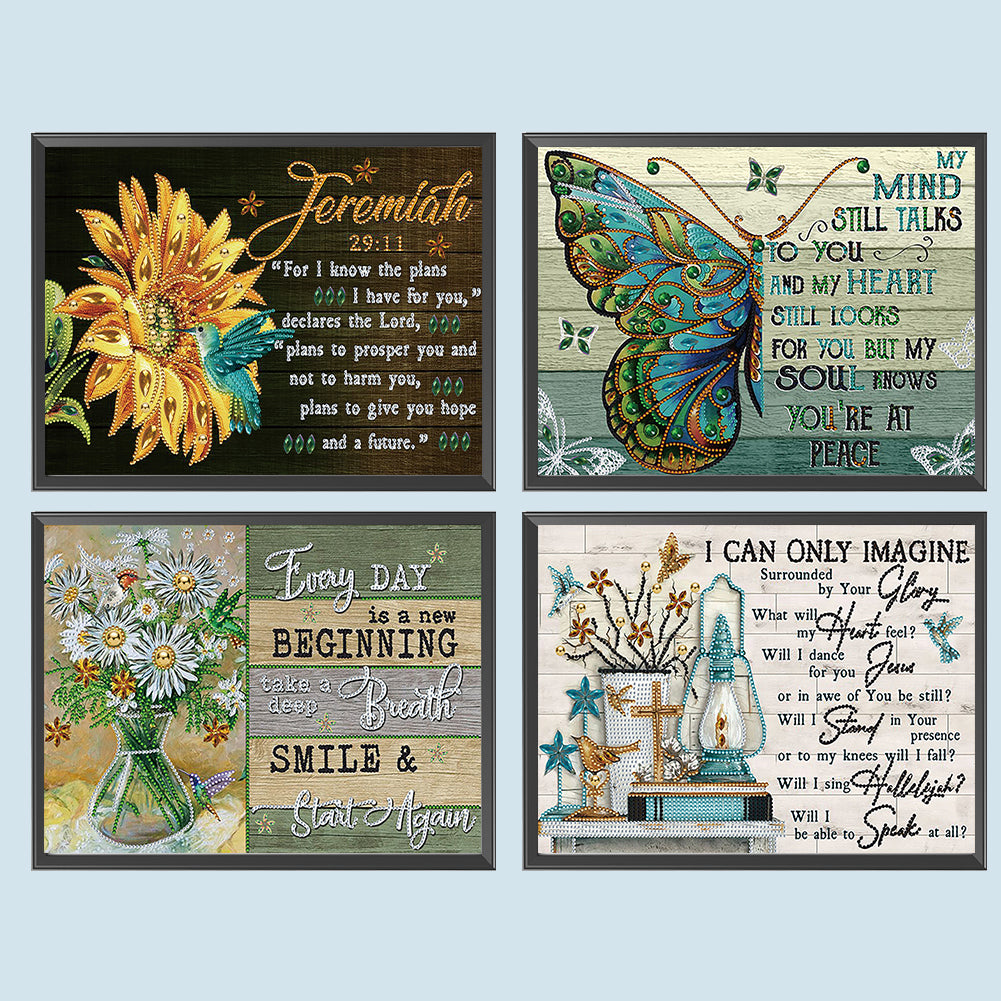 4 Pcs English - Special Shaped Drill Diamond Painting 40*30CM