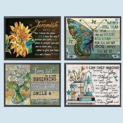 4 Pcs English - Special Shaped Drill Diamond Painting 40*30CM